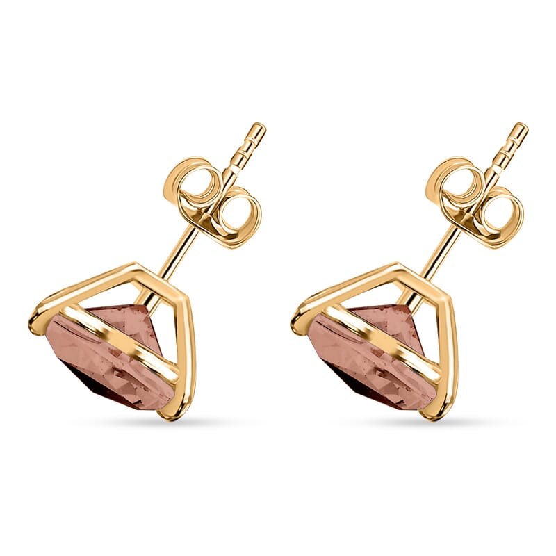 Luxoro AAA Marropino Morganite 3.20 ctw Solitaire Stud Earrings in 14K Yellow Gold