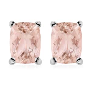 Premium Marropino Morganite 2.40 ctw Solitaire Stud Earrings in Platinum Over Sterling Silver