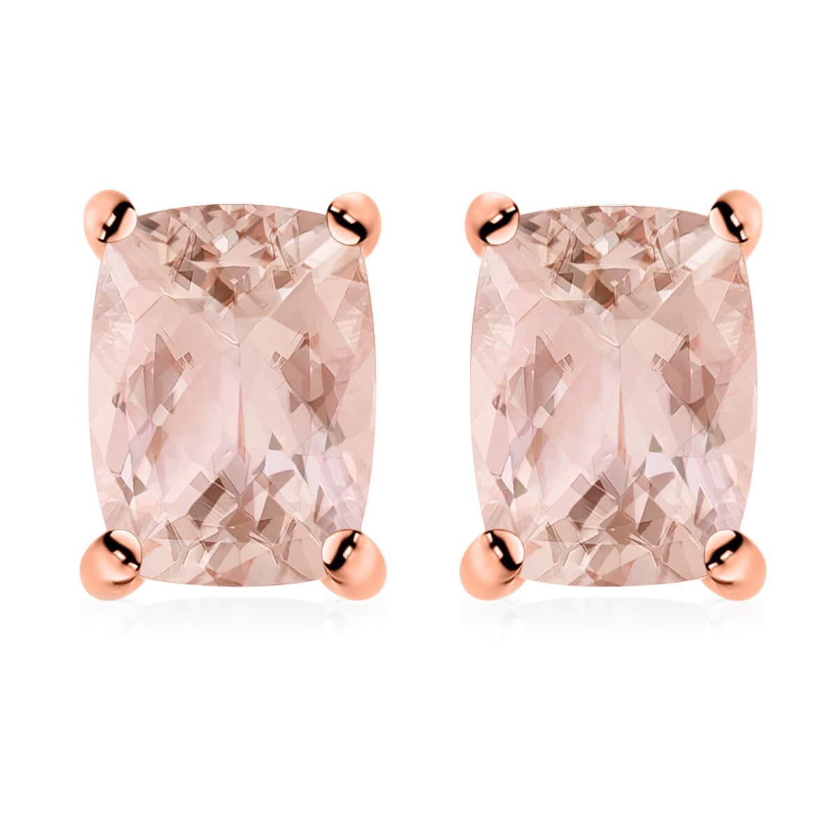 Premium Marropino Morganite 2.40 ctw Solitaire Stud Earrings in Vermeil Rose Gold Over Sterling Silver image number 0