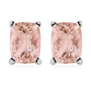 Luxoro AAA Marropino Morganite 2.40 ctw Solitaire Stud Earrings in 14K White Gold