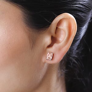 AAA Marropino Morganite 4.25 ctw Solitaire Stud Earrings in 14K White Gold