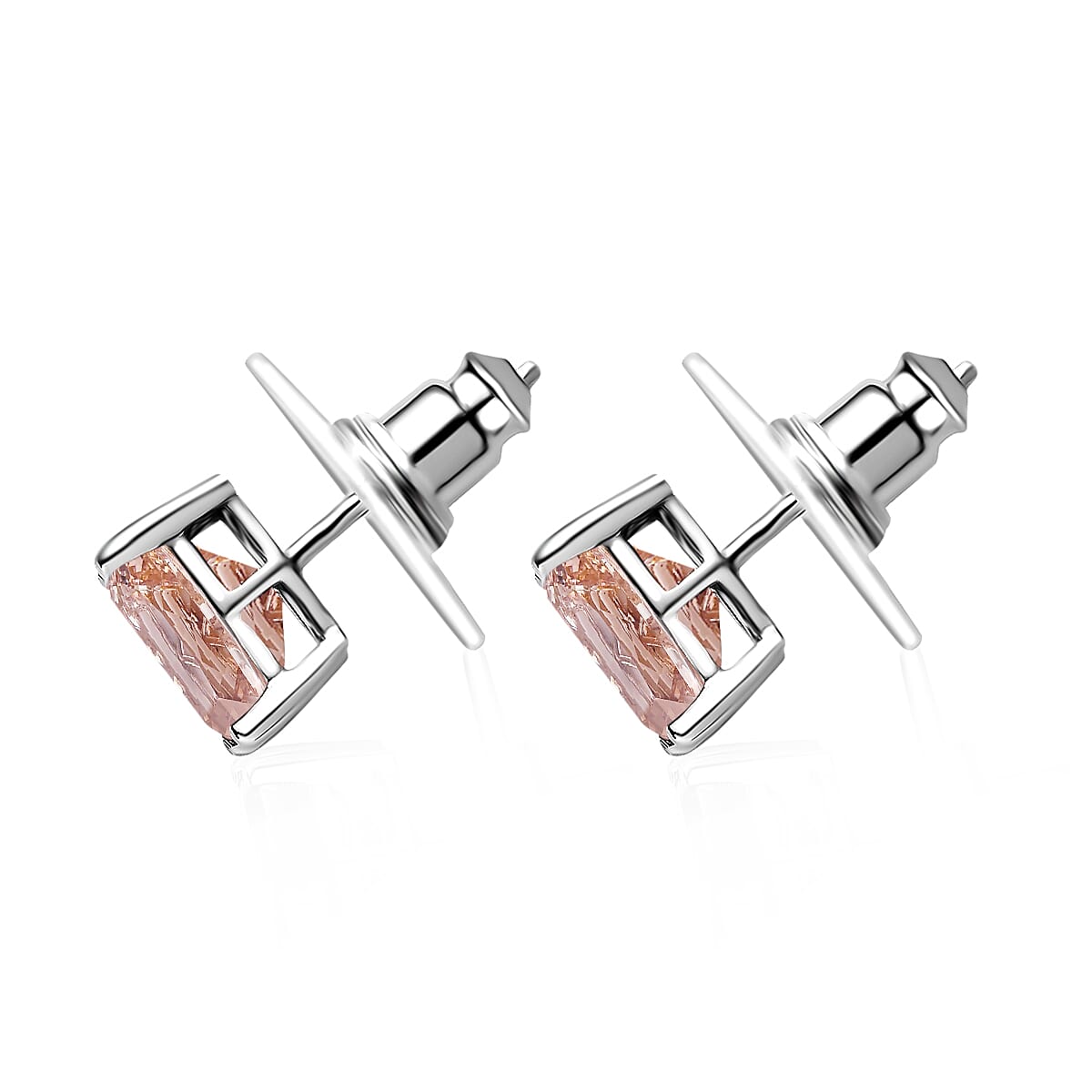 AAA Marropino Morganite 4.25 ctw Solitaire Stud Earrings in 14K White Gold image number 2