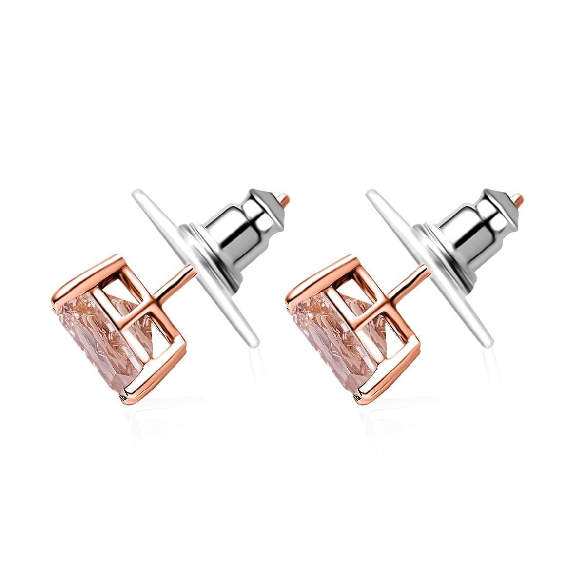 Luxoro AAA Marropino Morganite 2.60 ctw Solitaire Stud Earrings in 14K Rose Gold image number 2