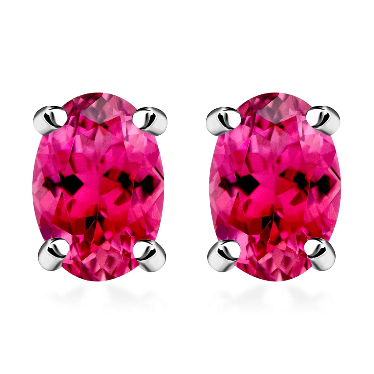 Ouro Fino Rubellite 1.30 ctw Solitaire Stud Earrings in Platinum Over Sterling Silver image number 0