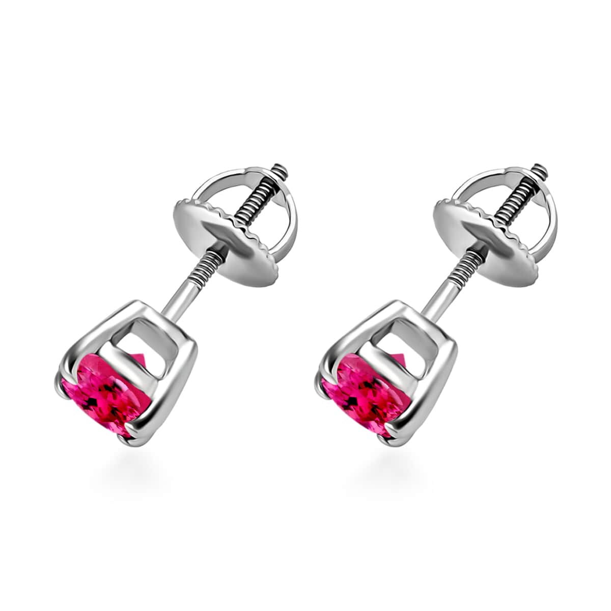 Ouro Fino Rubellite 1.30 ctw Solitaire Stud Earrings in Platinum Over Sterling Silver image number 2