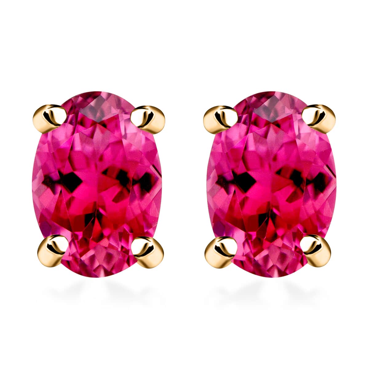 Rubellite 1.30 ctw Solitaire Stud Push Post Earring in Vermeil YG Sterling Silver image number 0