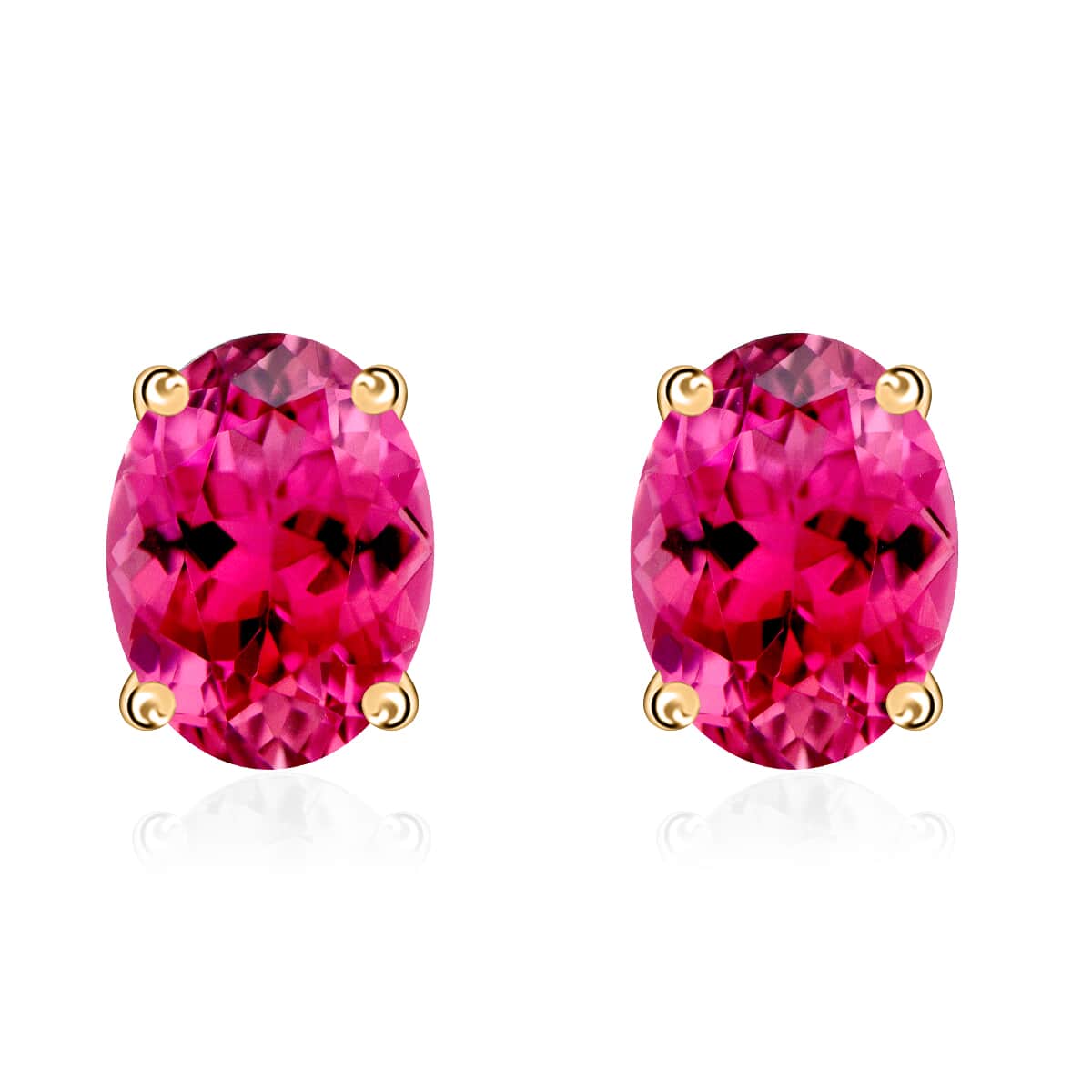 Ouro Fino Rubellite 1.65 ctw Solitaire Stud Earrings in Vermeil Yellow Gold Over Sterling Silver image number 0