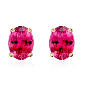 Ouro Fino Rubellite 1.65 ctw Solitaire Stud Earrings in Vermeil Yellow Gold Over Sterling Silver