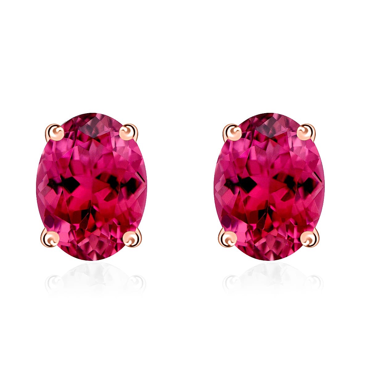 Luxoro 14K Rose Gold Premium Ouro Fino Rubellite Solitaire Stud Earrings 1.65 ctw