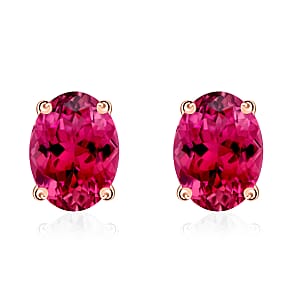 Luxoro 14K Rose Gold Premium Ouro Fino Rubellite Solitaire Stud Earrings 1.65 ctw (Del. in 10-12 Days)