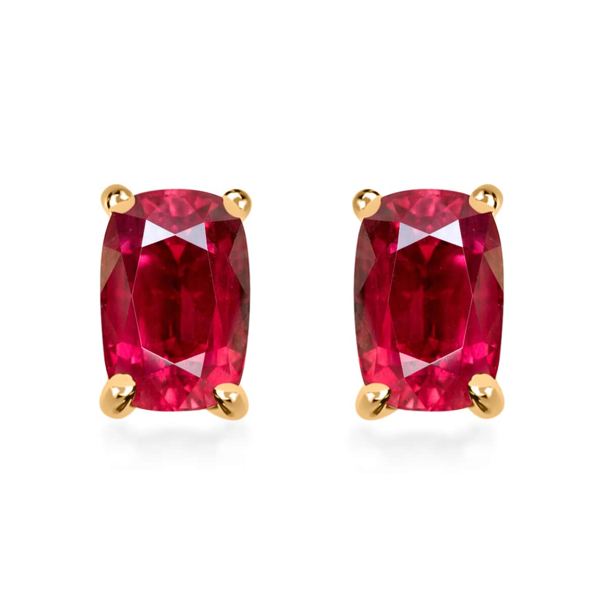 Premium Ouro Fino Rubellite 1.25 ctw Solitaire Stud Earrings in Vermeil Yellow Gold Over Sterling Silver image number 0