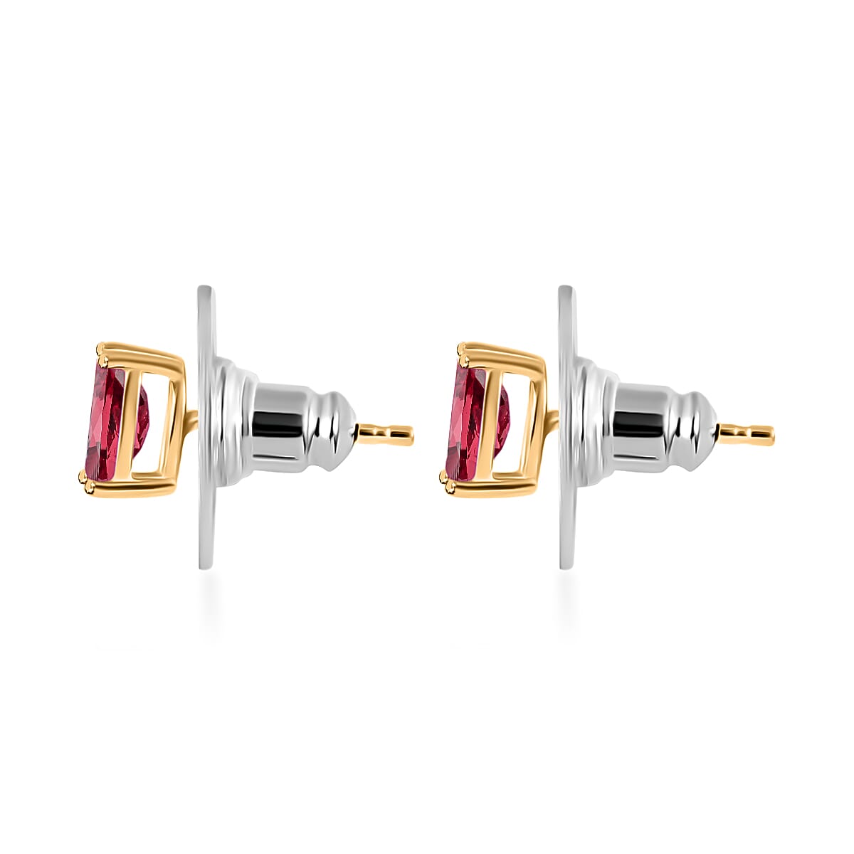 Premium Ouro Fino Rubellite 1.25 ctw Solitaire Stud Earrings in Vermeil Yellow Gold Over Sterling Silver