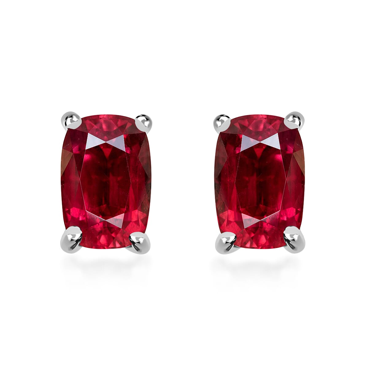 Luxoro Premium Ouro Fino Rubellite 1.25 ctw Solitaire Stud Earrings in 14K White Gold (Del. in 10-12 Days) image number 0