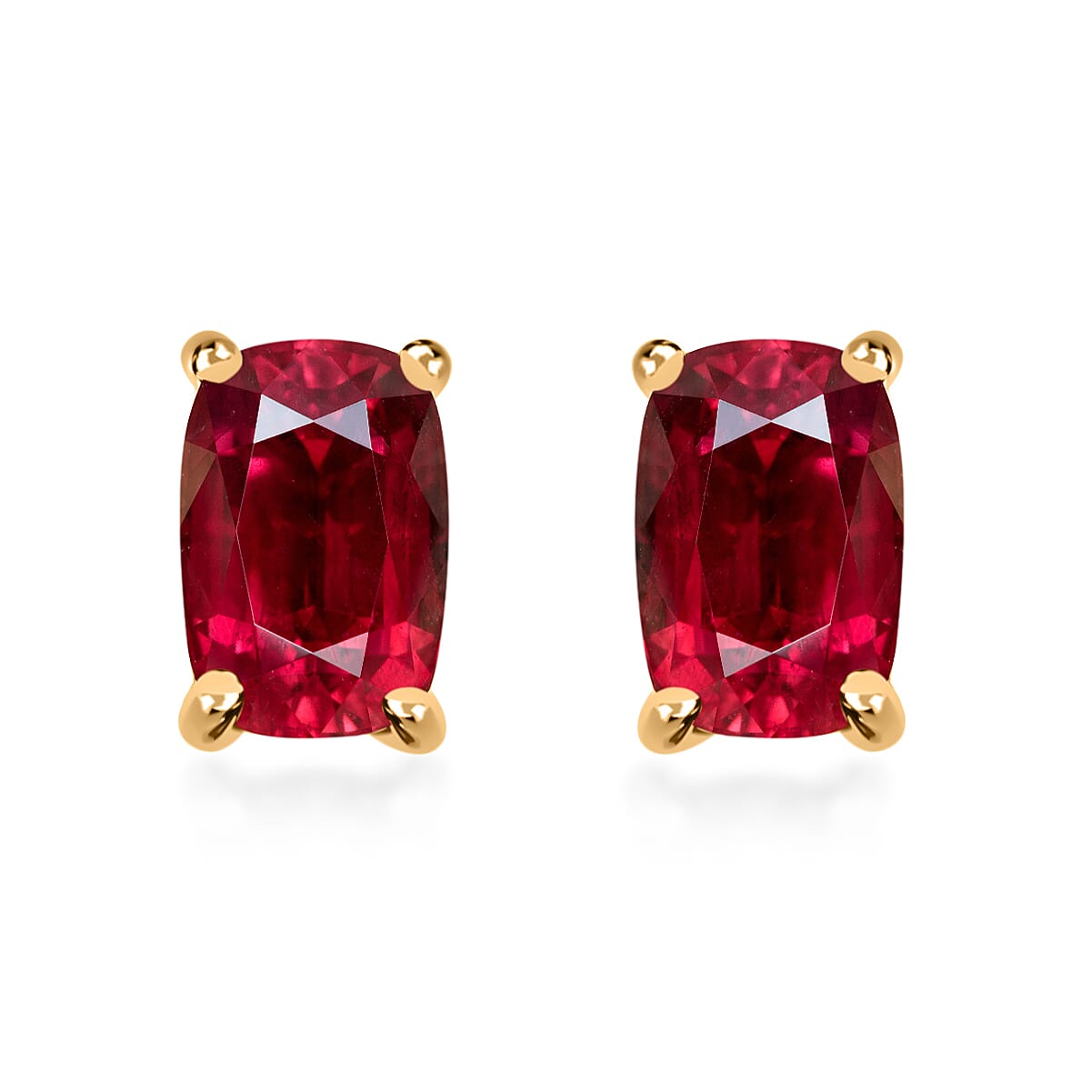 Luxoro Premium Ouro Fino Rubellite 1.25 ctw Solitaire Stud Earrings in 14K Yellow Gold
