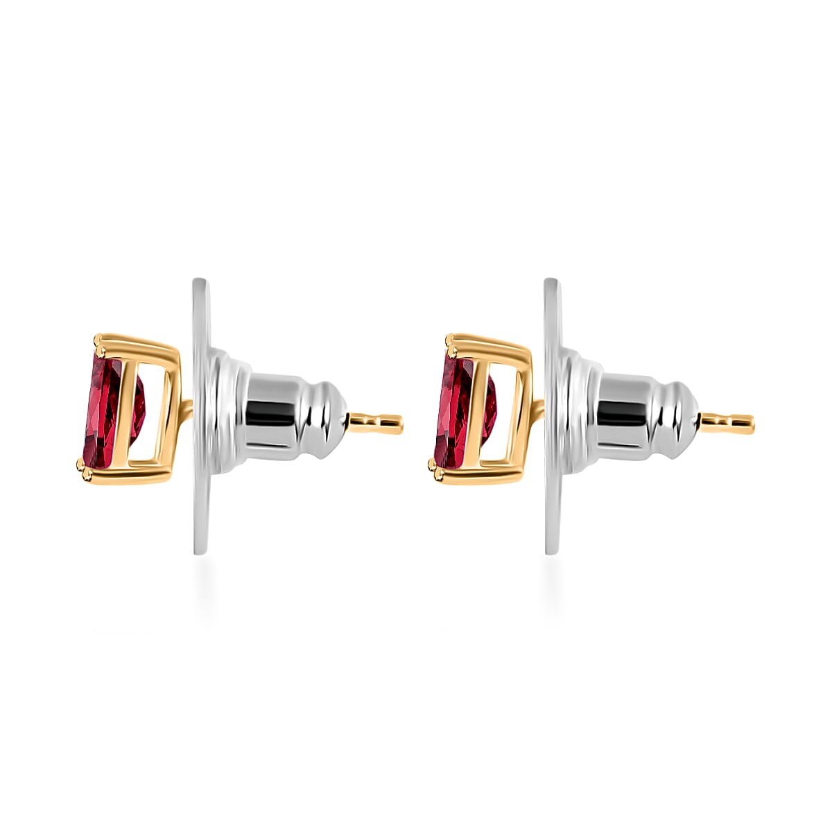 Luxoro Premium Ouro Fino Rubellite 1.25 ctw Solitaire Stud Earrings in 14K Yellow Gold (Del. in 10-12 Days) image number 2