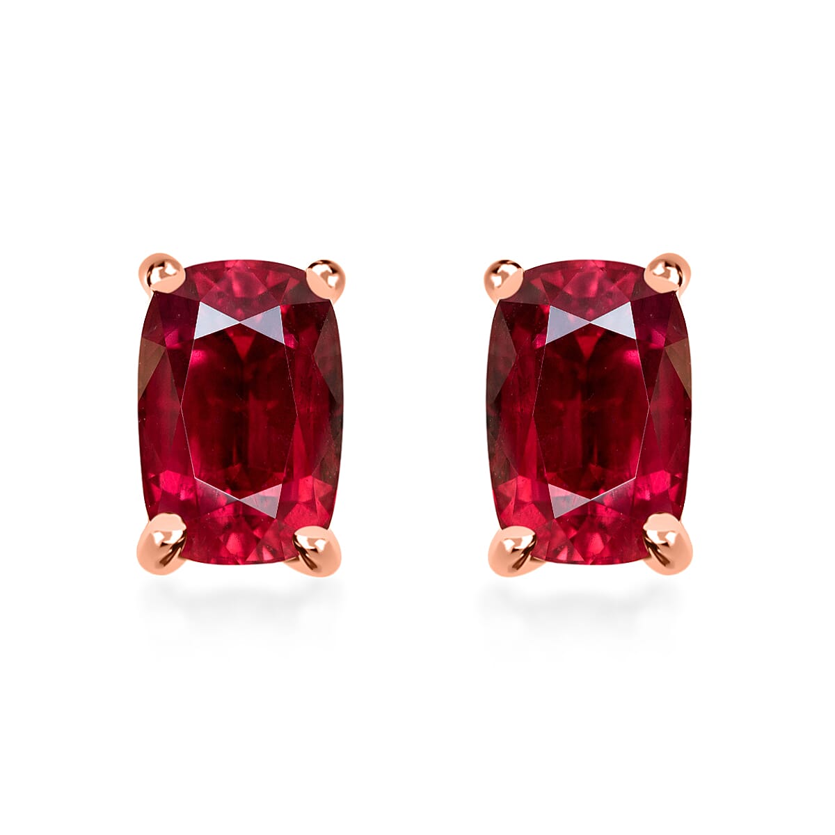 Luxoro Premium Ouro Fino Rubellite 1.25 ctw Solitaire Stud Earrings in 14K Rose Gold
