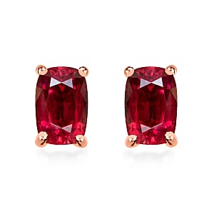Luxoro Premium Ouro Fino Rubellite 1.25 ctw Solitaire Stud Earrings in 14K Rose Gold (Del. in 10-12 Days)