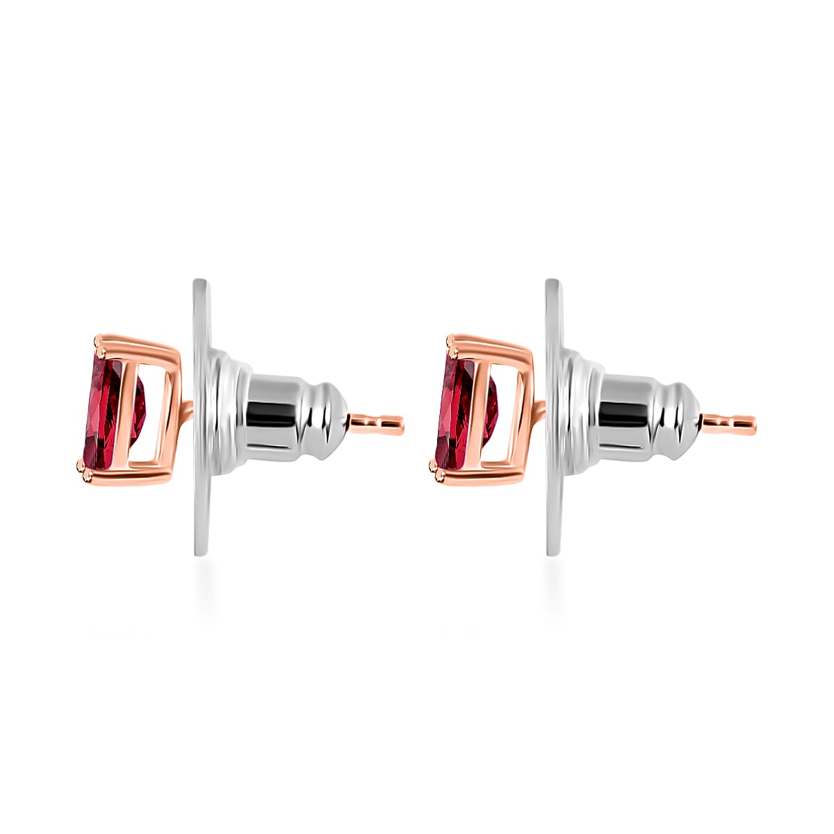 Luxoro Premium Ouro Fino Rubellite 1.25 ctw Solitaire Stud Earrings in 14K Rose Gold (Del. in 10-12 Days) image number 2