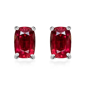 Rhapsody AAAA Ouro Fino Rubellite 1.25 ctw Solitaire Stud Earrings in 950 Platinum (Del. in 10-12 Days)