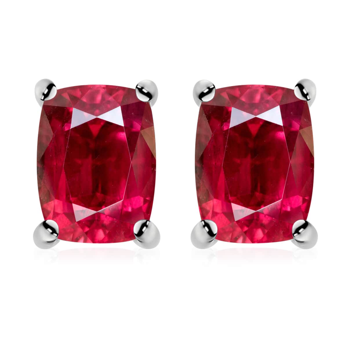 Premium Ouro Fino Rubellite 2.60 ctw Solitaire Stud Earrings in Platinum Over Sterling Silver image number 0