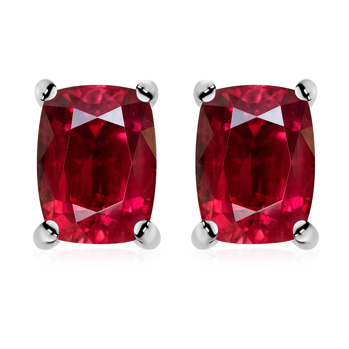 Luxoro Premium Ouro Fino Rubellite 2.60 ctw Solitaire Stud Earrings in 14K White Gold image number 0