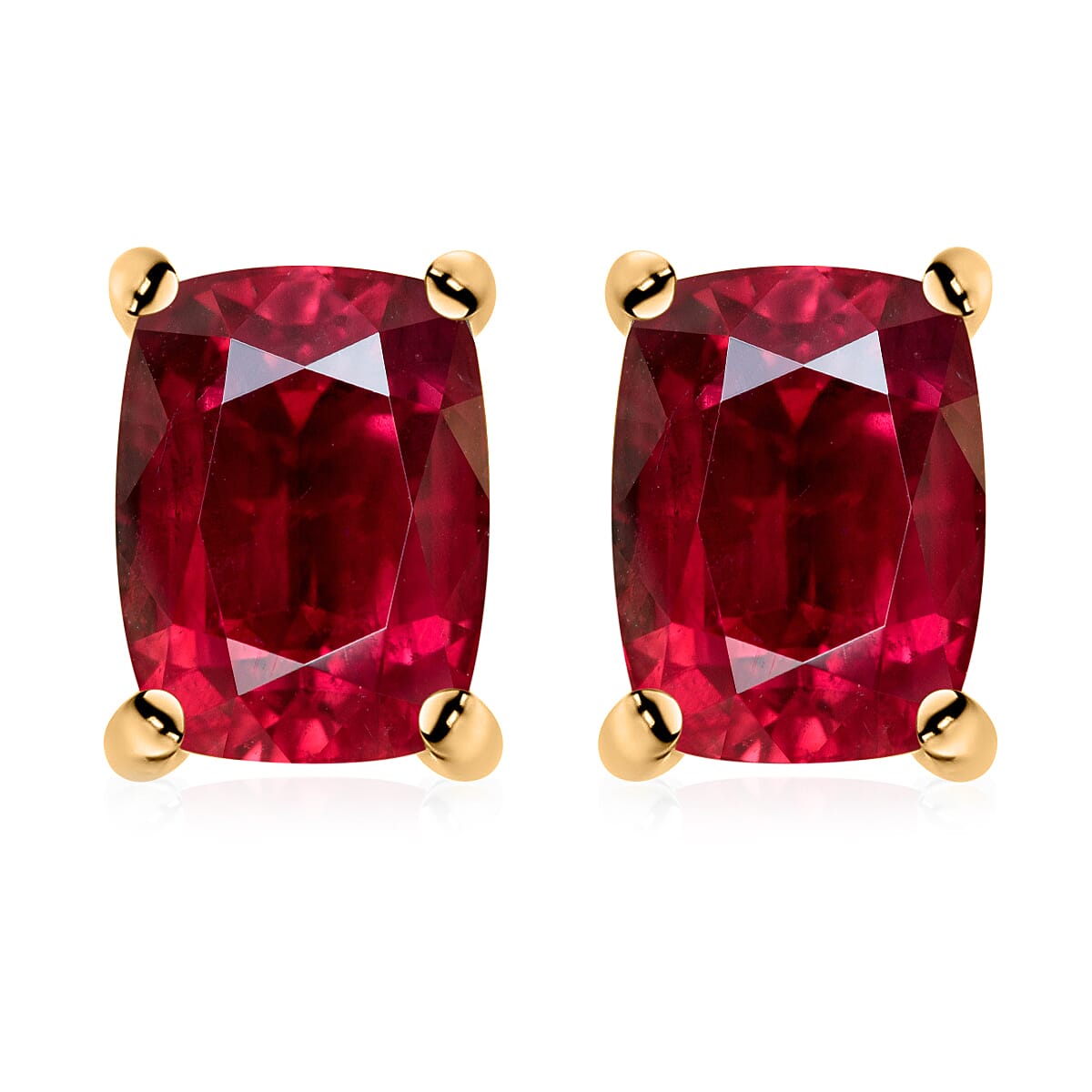 Luxoro Premium Ouro Fino Rubellite 2.60 ctw Solitaire Stud Earrings in 14K Yellow Gold