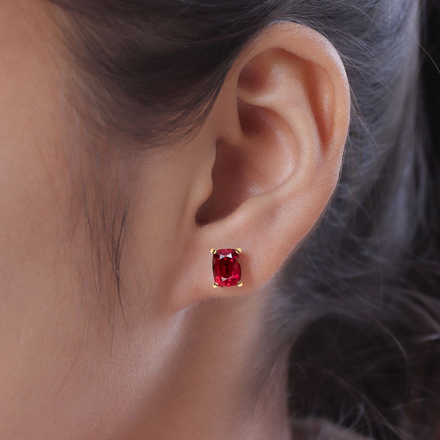 Luxoro Premium Ouro Fino Rubellite 2.60 ctw Solitaire Stud Earrings in 14K Yellow Gold