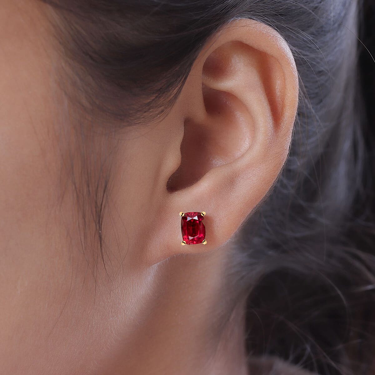 Luxoro Premium Ouro Fino Rubellite 2.60 ctw Solitaire Stud Earrings in 14K Yellow Gold (Del. in 10-12 Days) image number 1