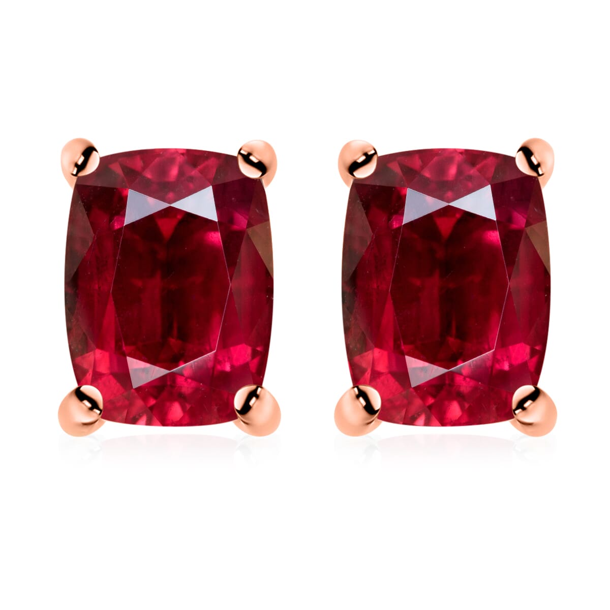 Luxoro Premium Ouro Fino Rubellite 2.60 ctw Solitaire Stud Earrings in 14K Rose Gold image number 0