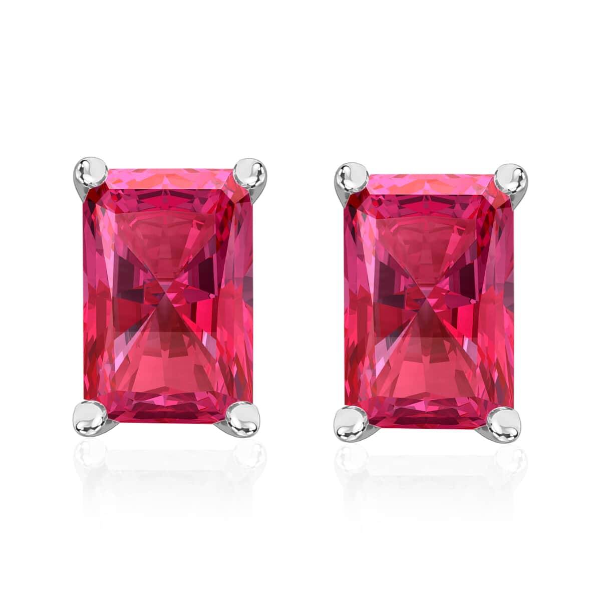 Premium Ouro Fino Rubellite Solitaire Stud Earrings in Platinum Over Sterling Silver 1.20 ctw image number 0