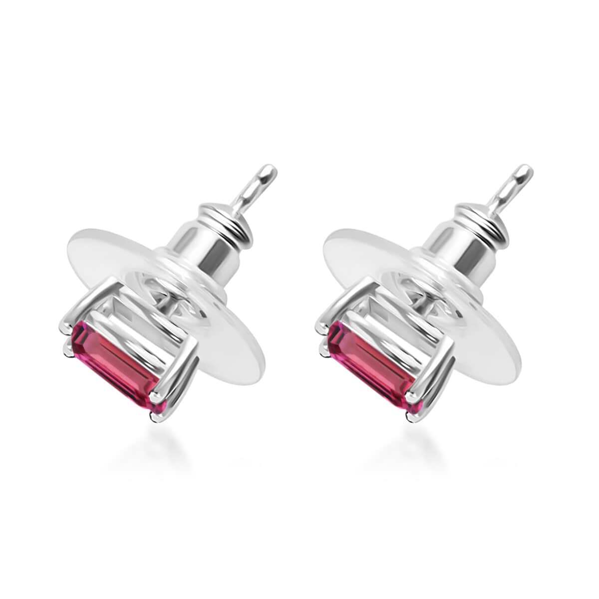 Premium Ouro Fino Rubellite 1.20 ctw Solitaire Stud Earrings in Rose Gold Over Sterling Silver image number 2