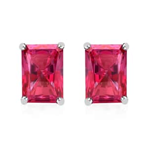 Premium Ouro Fino Rubellite 2.50 ctw Solitaire Stud Earrings in Platinum Over Sterling Silver