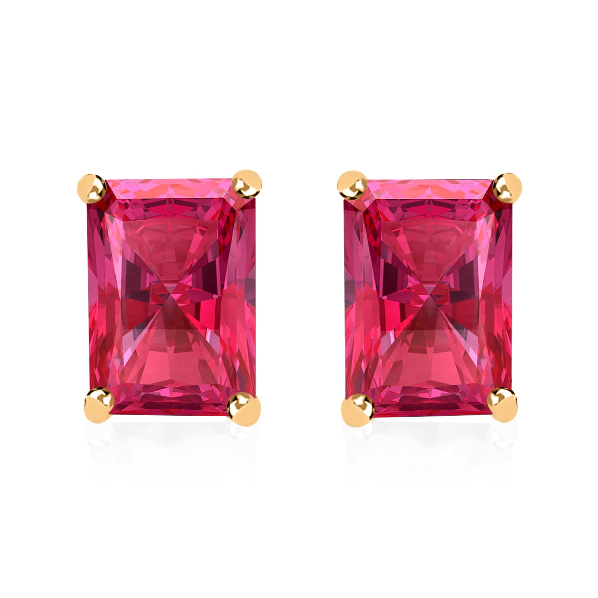 Premium Ouro Fino Rubellite Solitaire Stud Earrings in Vermeil Yellow Gold Over Sterling Silver 2.50 ctw image number 0