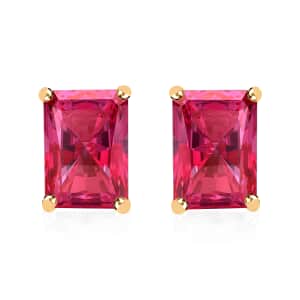 Premium Ouro Fino Rubellite Solitaire Stud Earrings in Vermeil Yellow Gold Over Sterling Silver 2.50 ctw