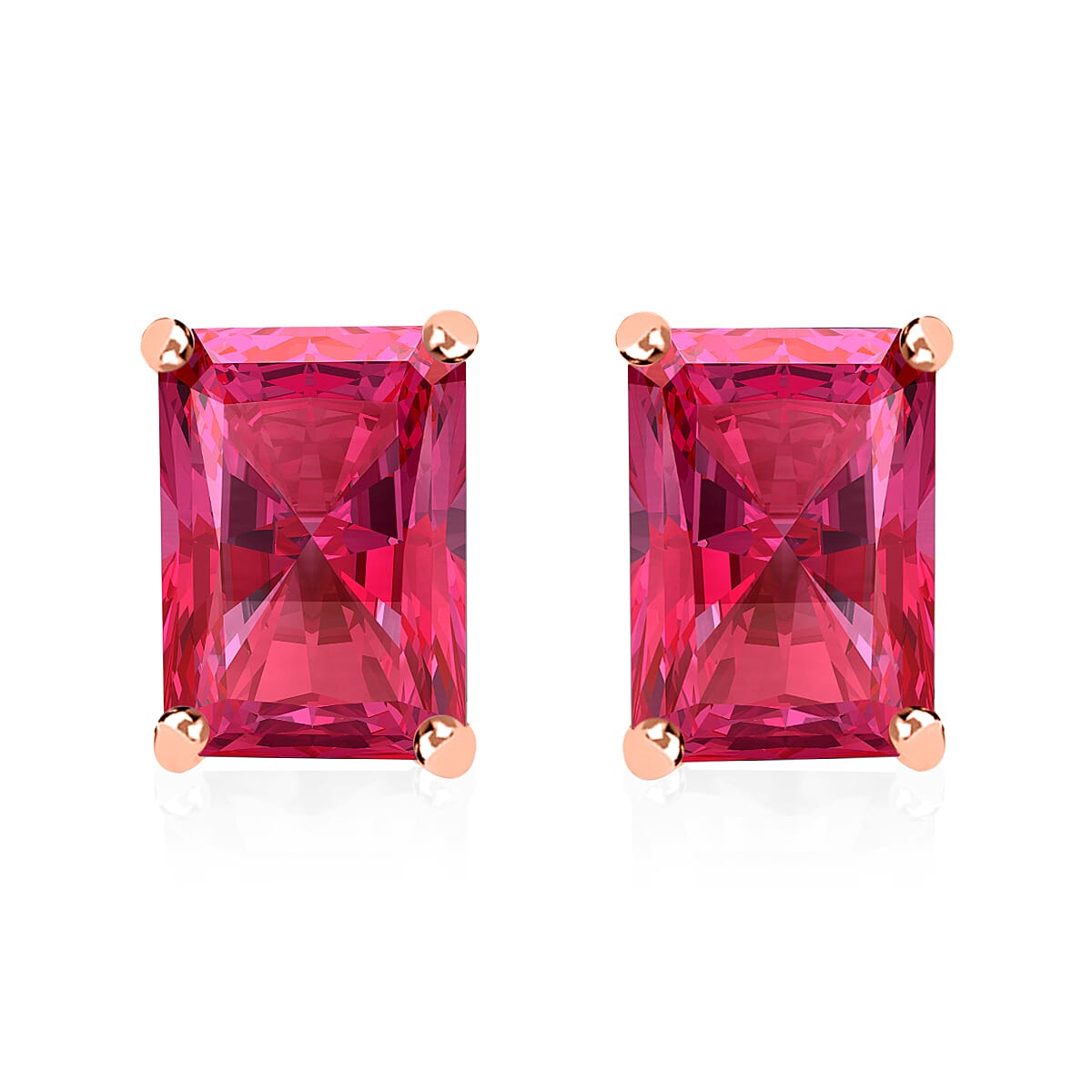 Premium Ouro Fino Rubellite 2.50 ctw Solitaire Stud Earrings in Vermeil Rose Gold Over Sterling Silver image number 0