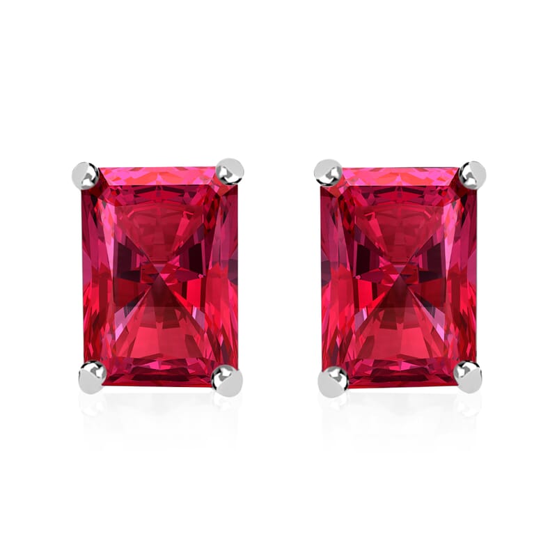 Luxoro AAA Ouro Fino Rubellite 2.50 ctw Solitaire Stud Earrings 14K White Gold