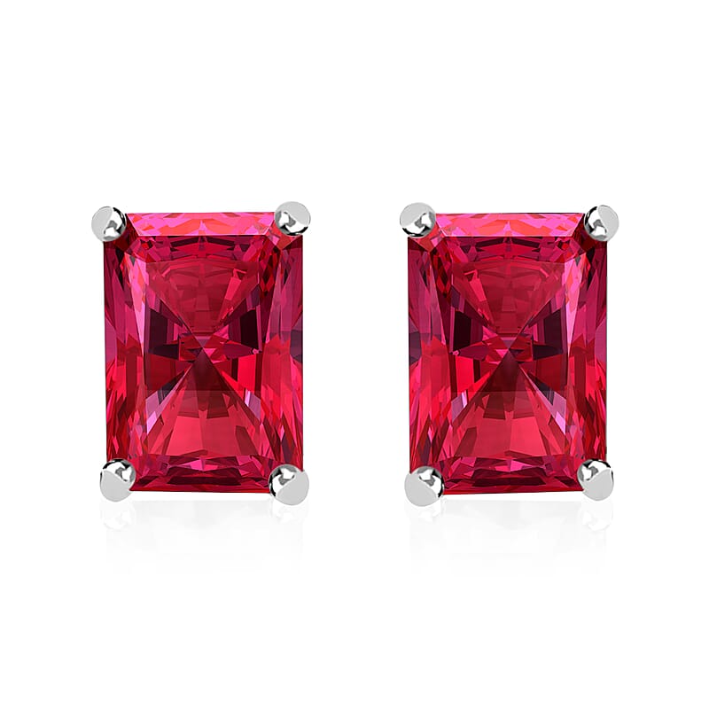 Luxoro AAA Ouro Fino Rubellite 2.50 ctw Solitaire Stud Earrings 14K White Gold
