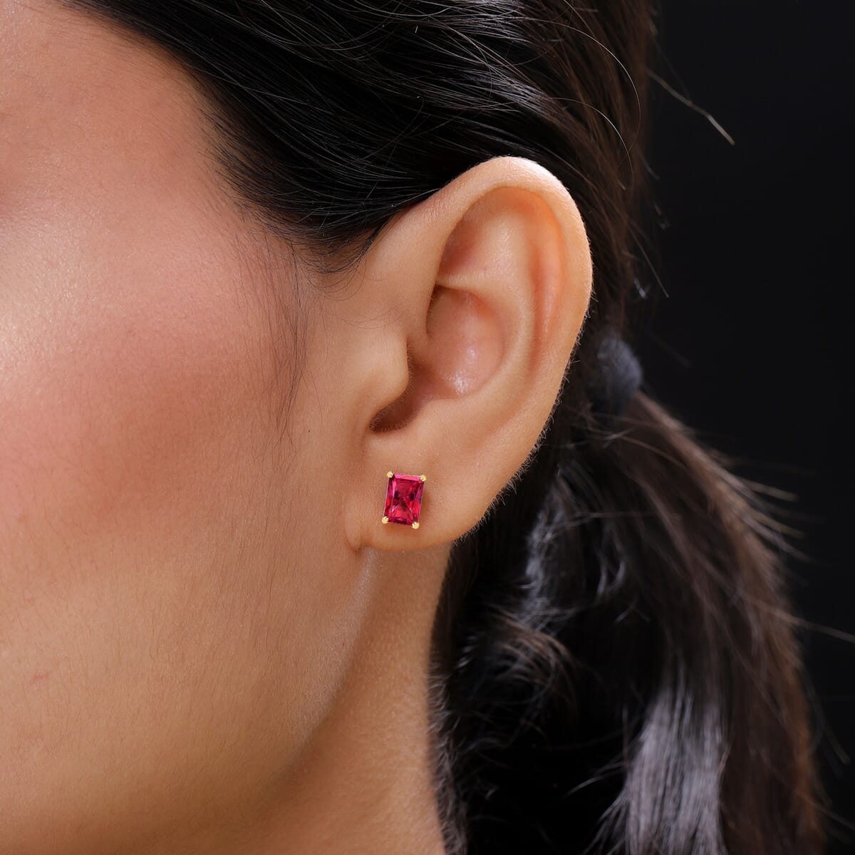 Iliana AAA Ouro Fino Rubellite 2.50 ctw Solitaire Stud Earrings in 18K Yellow Gold image number 1