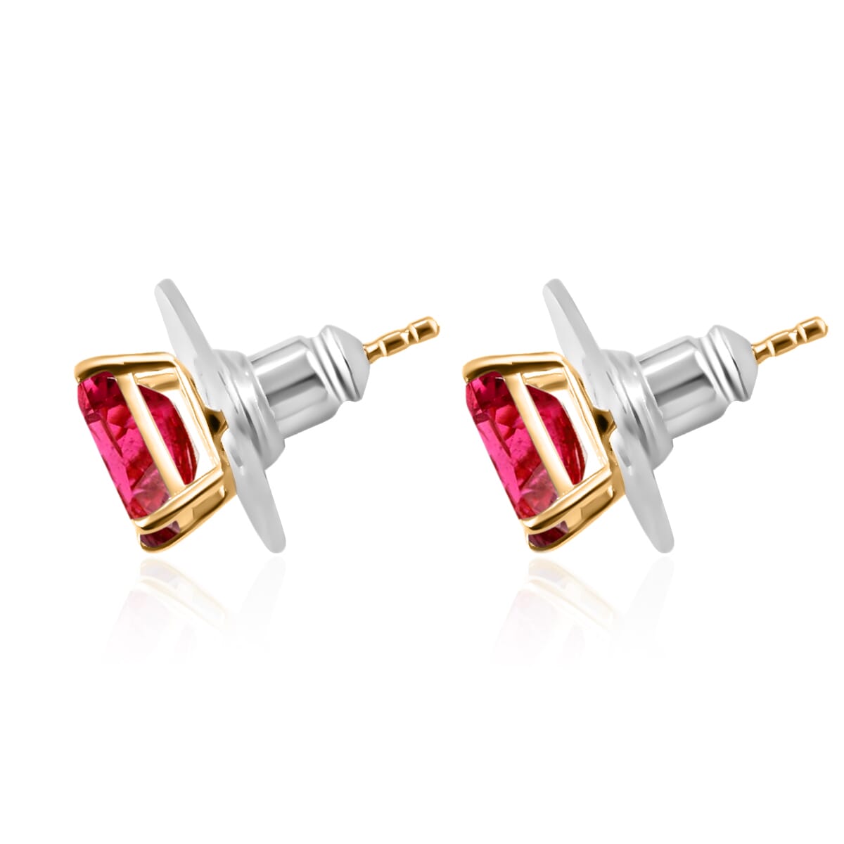 Iliana AAA Ouro Fino Rubellite 2.50 ctw Solitaire Stud Earrings in 18K Yellow Gold image number 2