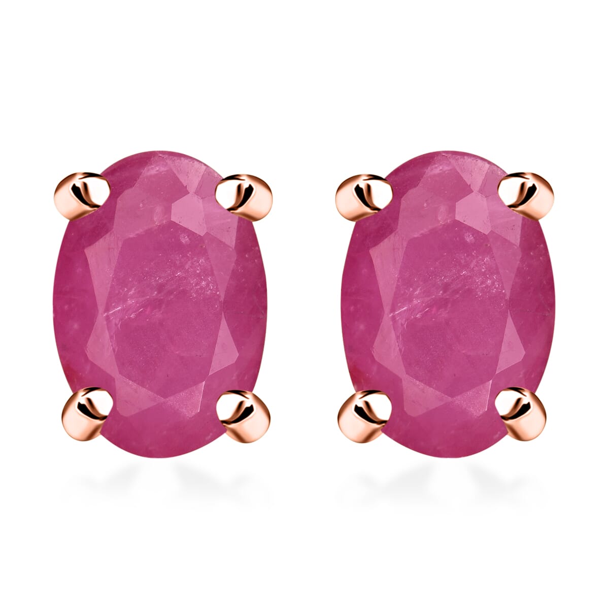 D'Joy Mozambique Ruby 1.16 ctw Solitaire Stud Earrings in Vermeil Rose Gold Over Sterling Silver image number 0
