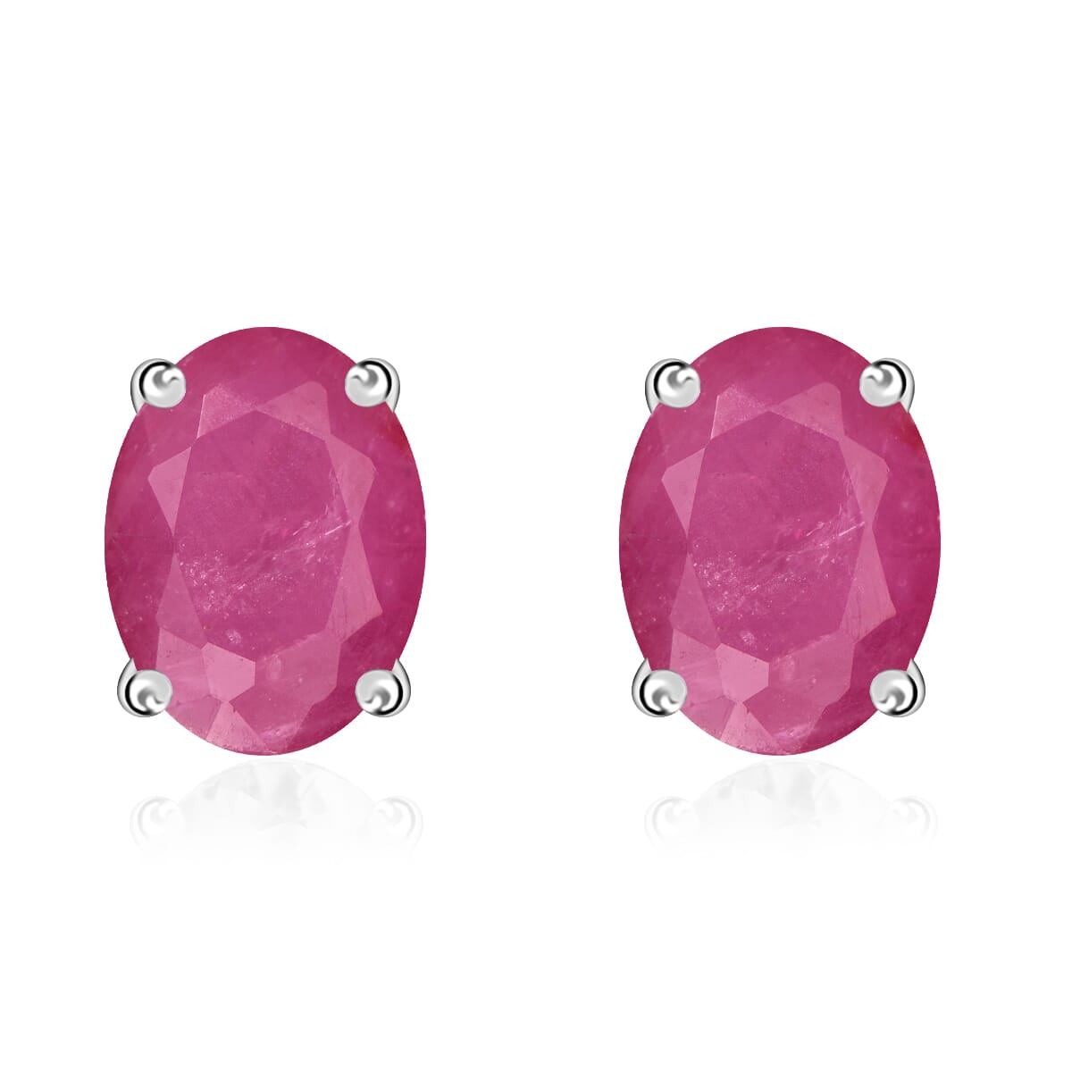 D'Joy Mozambique Ruby 2.20 ctw Solitaire Stud Earrings in Platinum Over Sterling Silver image number 0