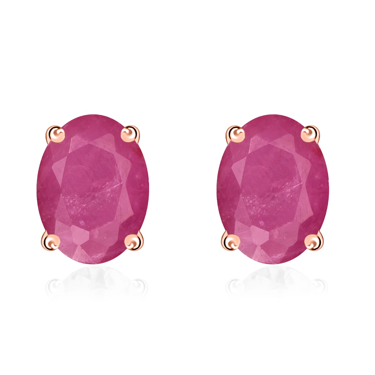 D'Joy Mozambique Ruby 2.20 ctw Solitaire Stud Earrings in Vermeil Rose Gold Over Sterling Silver image number 0