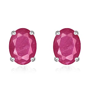 Luxoro Premium Mozambique Ruby 2.20 ctw Solitaire Stud Earrings in 14K White Gold