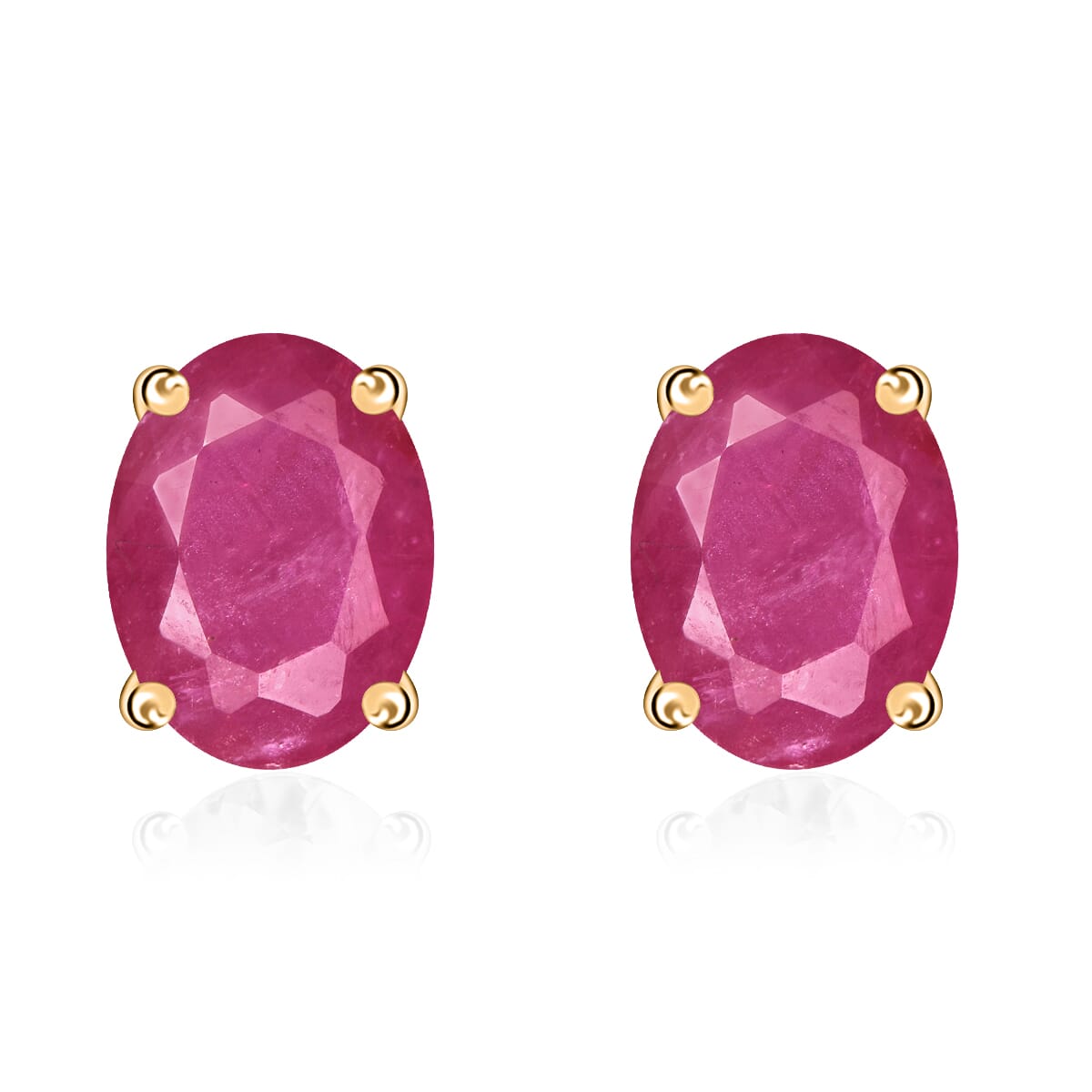 14K Yellow Gold   Mozambique Ruby  Solitaire Stud Push Post Earring ,  Gold Wt. 2.5 g 2.20 ctw image number 0