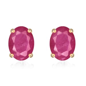 14K Yellow Gold   Mozambique Ruby  Solitaire Stud Push Post Earring ,  Gold Wt. 2.5 g 2.20 ctw