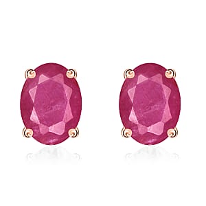 Luxoro Premium Mozambique Ruby 2.20 ctw Solitaire Stud Earrings in 14K Rose Gold