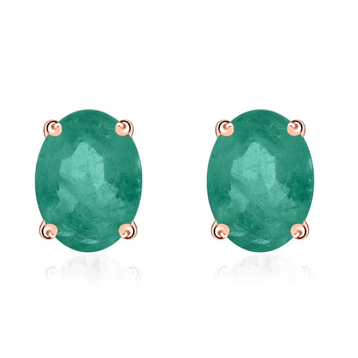 D'Joy Kagem Zambian Emerald 1.60 ctw Solitaire Stud Earrings in Vermeil Rose Gold Over Sterling Silver image number 0