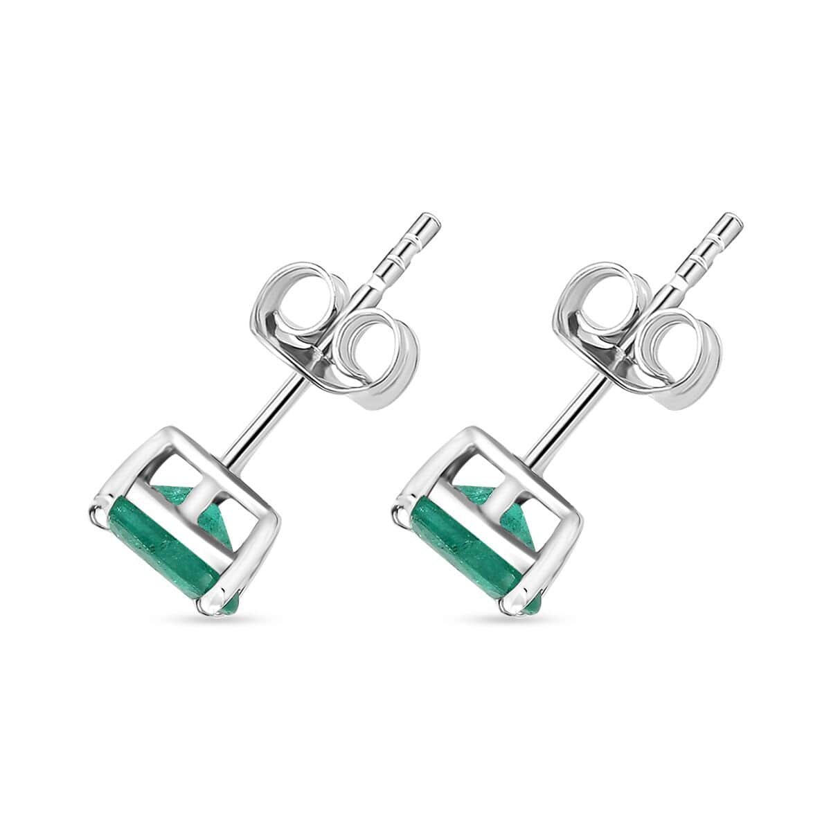 Luxoro 14K White Gold Premium Kagem Zambian Emerald 1.50 ctw Solitaire Stud Earrings image number 3