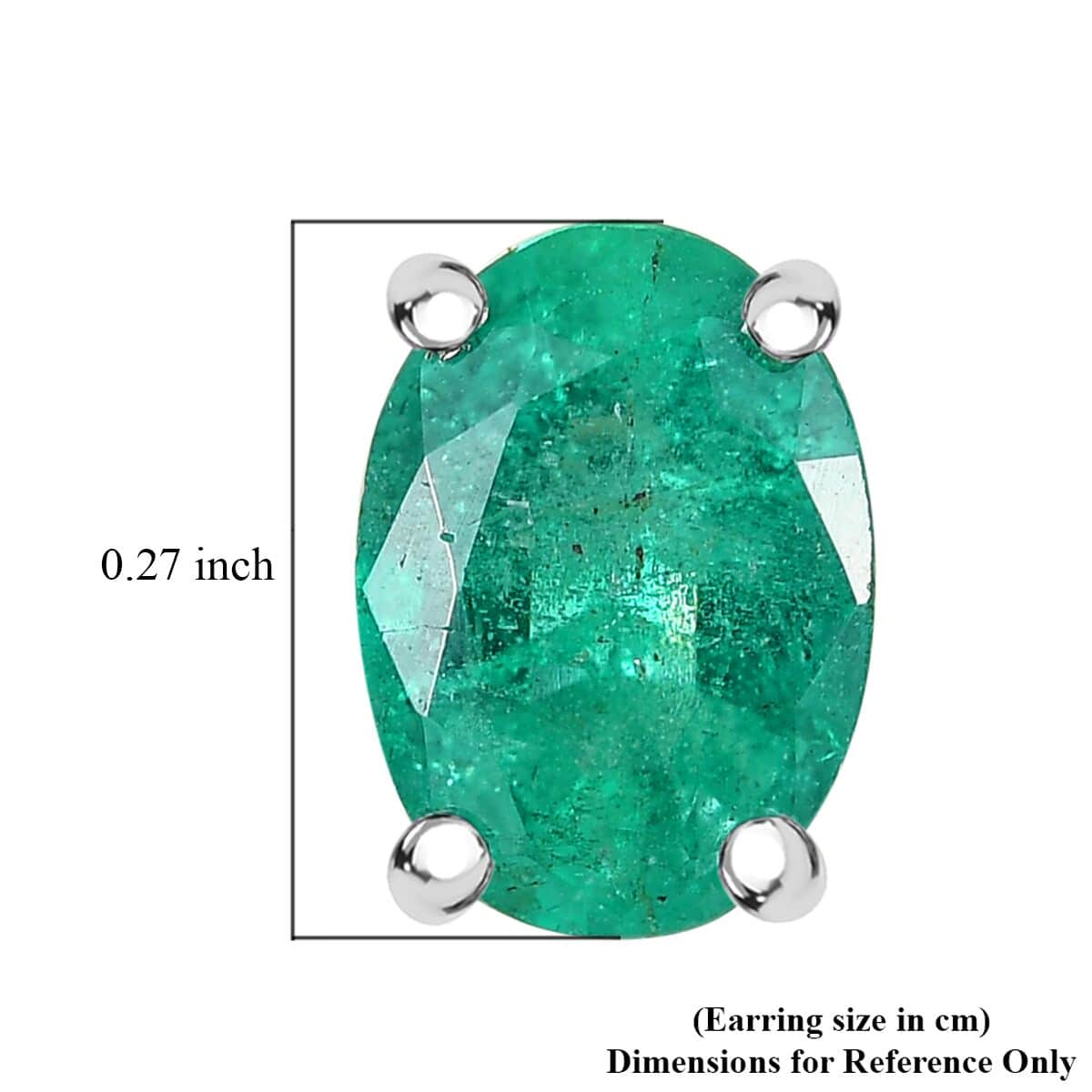 Luxoro 14K White Gold Premium Kagem Zambian Emerald 1.50 ctw Solitaire Stud Earrings image number 5