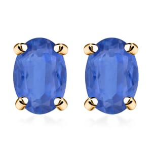 D'Joy Kanchanaburi Blue Sapphire 1.20 ctw Solitaire Stud Earrings in Vermeil Yellow Gold Over Sterling Silver